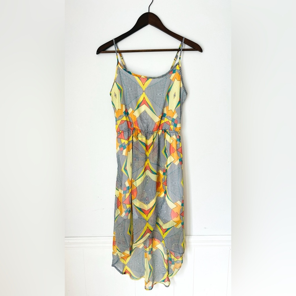 No Boundaries Geometric Sundress | Scoop Neck Hi-Low Hem | Size M (7-9)
